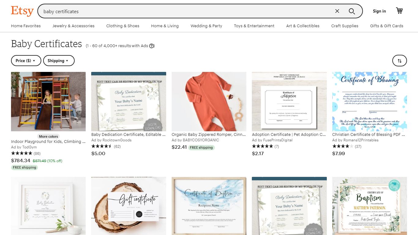 Baby Certificates | Etsy