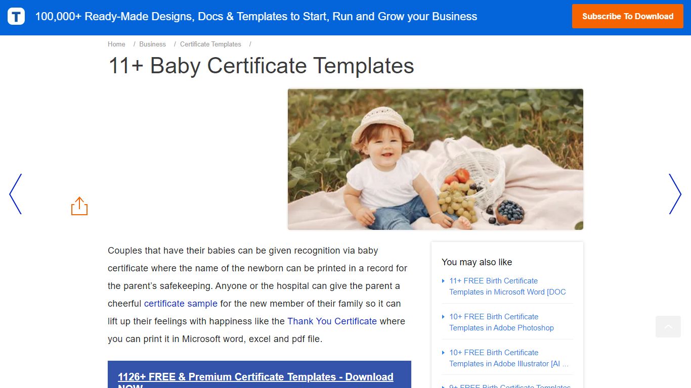 Baby Certificate Template - 11+ Free PDF, PSD, Vector Format Download ...