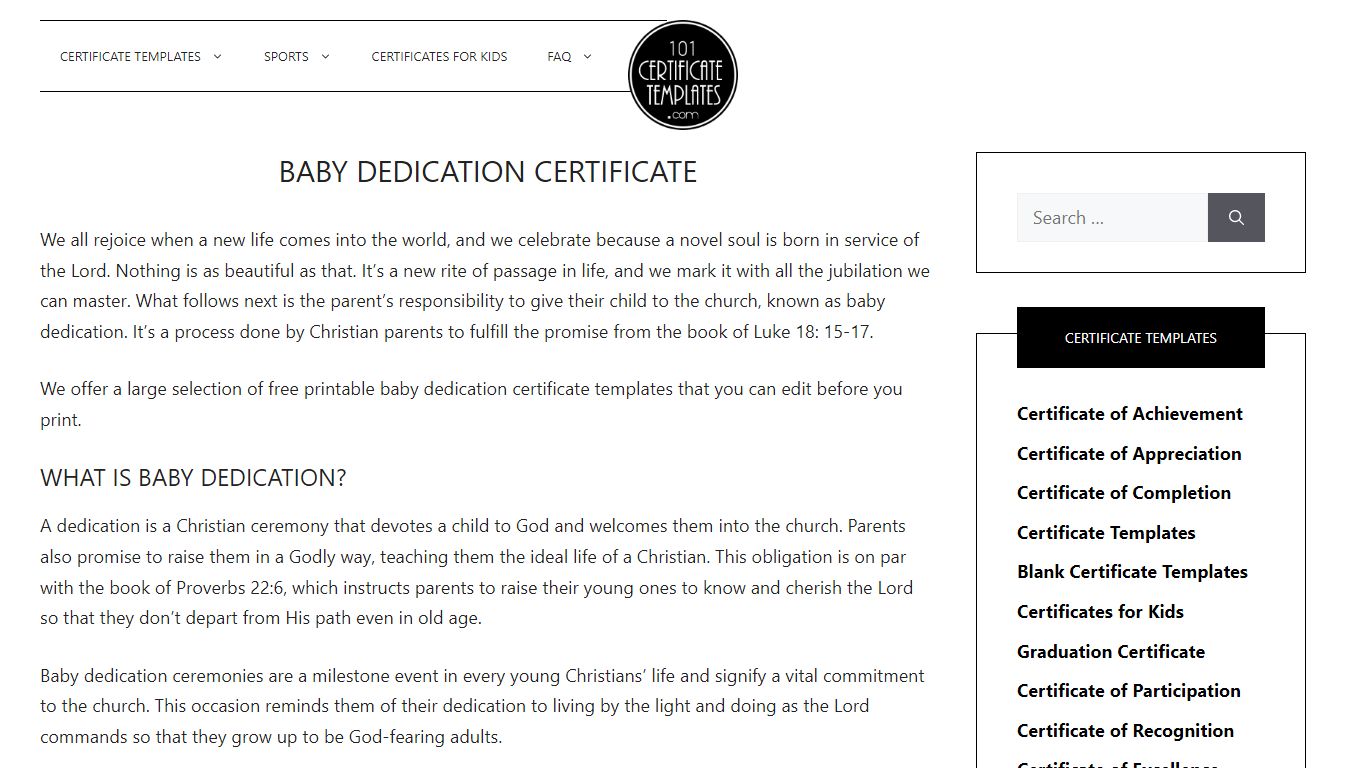 FREE Baby Dedication Certificate | Editable and Printable