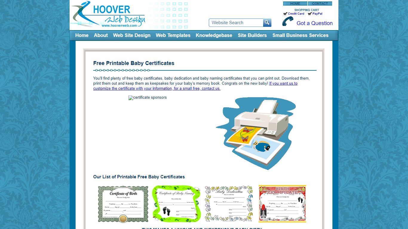 Free Printable Baby Certificates - Hoover Web Design
